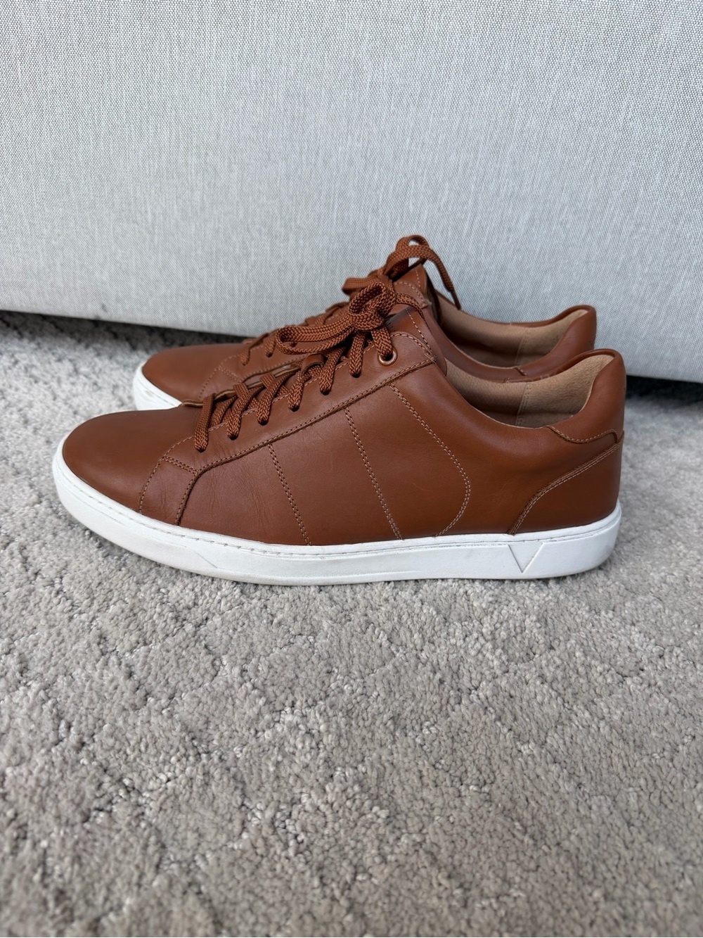 Vionic Brown Leather Low-Top Sneakers with White Sole - Picture 4 of 6